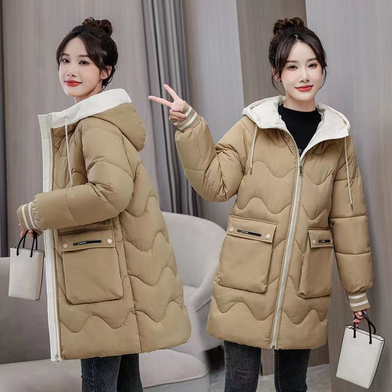 barbour quilted coat 2023 Winter Women's Jacket Coats: Long Parkas, Hooded Overcoat with Down Cotton