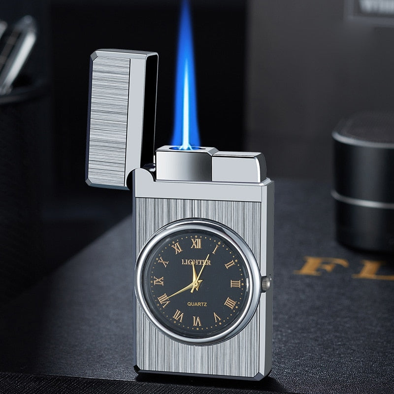 Windproof Butane Gas Lighters Turbo Lighters Unusual Lighters Metal Watch Lighters Men's Gadget Gift Cigarette Cigar Lighters