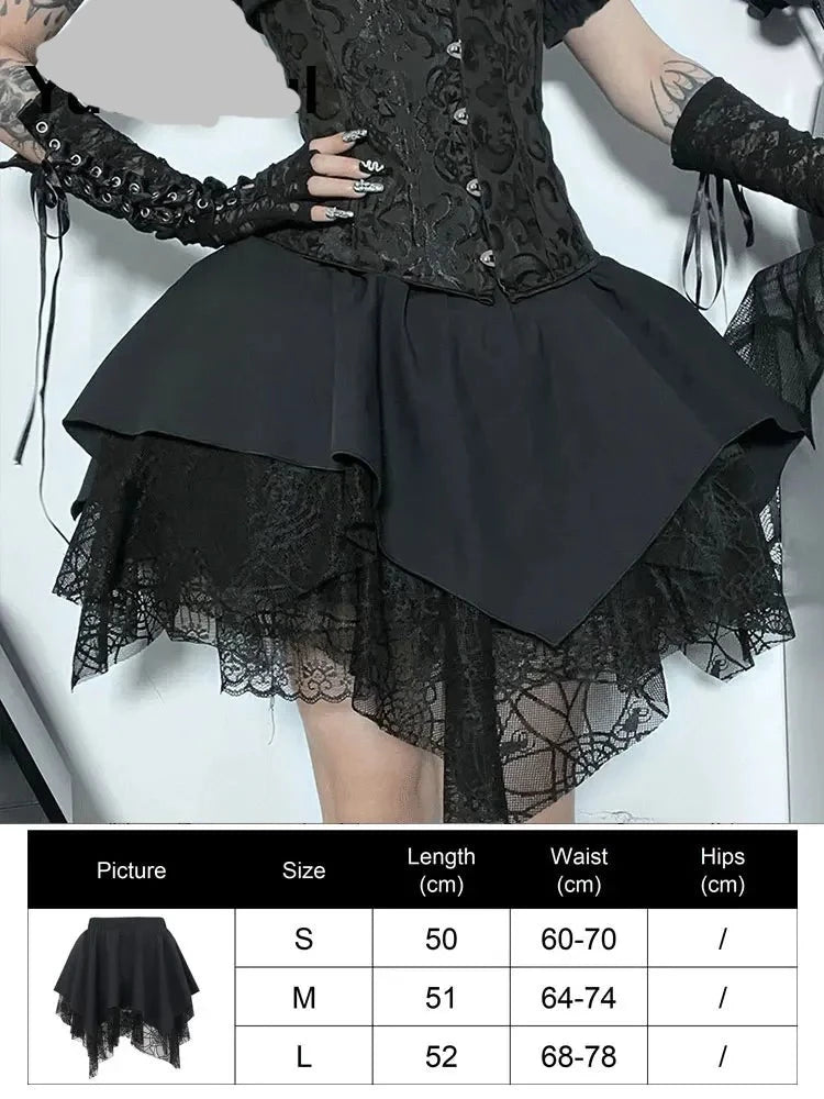 Black High Waist Women Skirt 2023 New Y2k Style Harajuku Punk Goth Dark Grunge Streetwear Female Clothe
