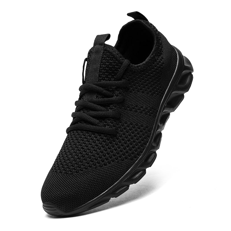 Mesh White Sneakers, Black Running Shoes - Athletic Tennis Shoes for Outdoor Jogging
