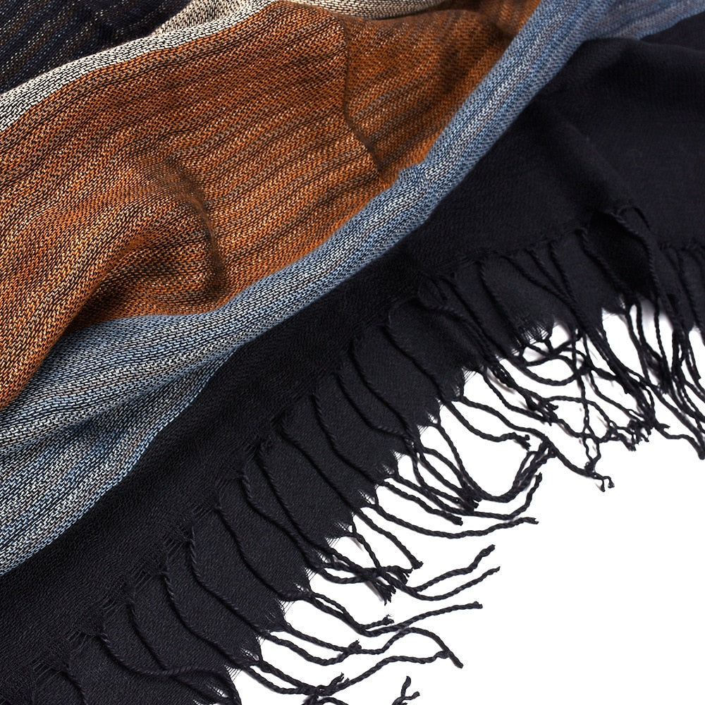 SHOWERSMILE Men Scarf Striped Tassel Winter Scarf for Men Designer Brand Acrylic Men's Scarves 180cm*52cm