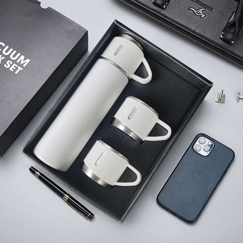 3 In 1 set of Thermos Mug Leak_Proof Travel Thermo Cup for Tea Water Coffee 500ML Gift Set