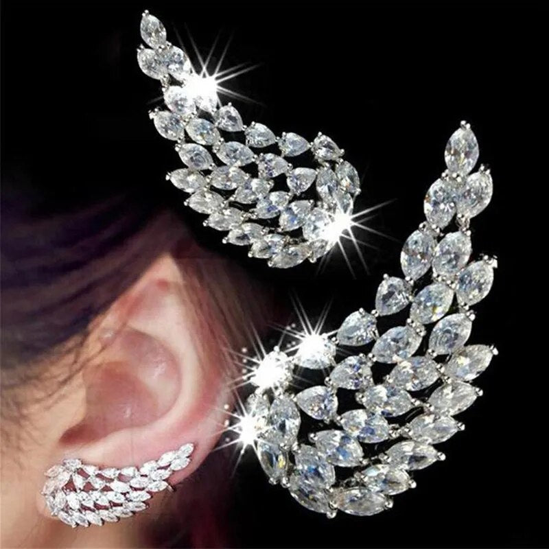 Luxury Trendy Marquise Flower Full Mirco Paved Crystal Zircon Naija Wedding Drop Earring