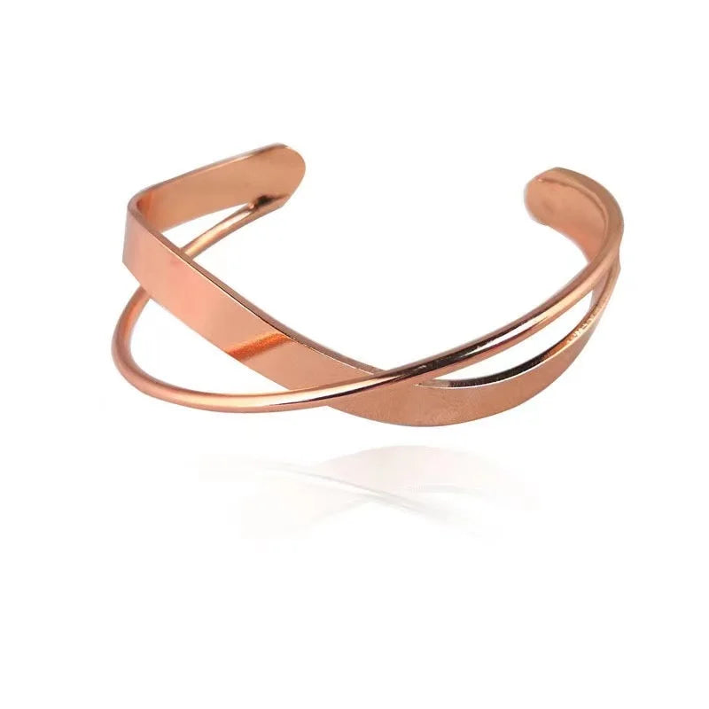 Boho Wide Line Cuff Open Bracelet - New, Punk, Cool Psycho Shiny Ring Bracelet