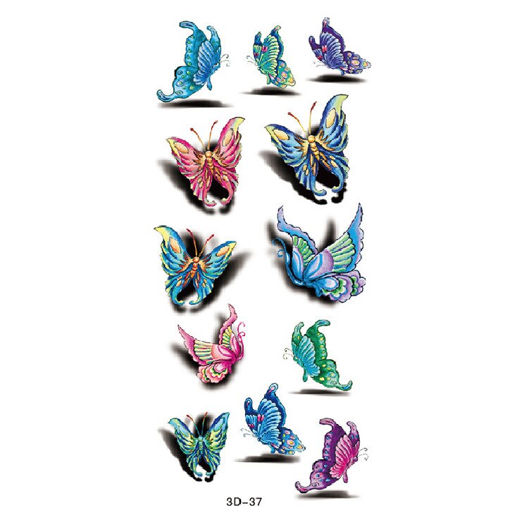 Waterproof Temporary Tattoo Sticker Butterfly Flower Rose 3D Scorpion Halloween Spider Body Art Arm Fake Tattoo Women