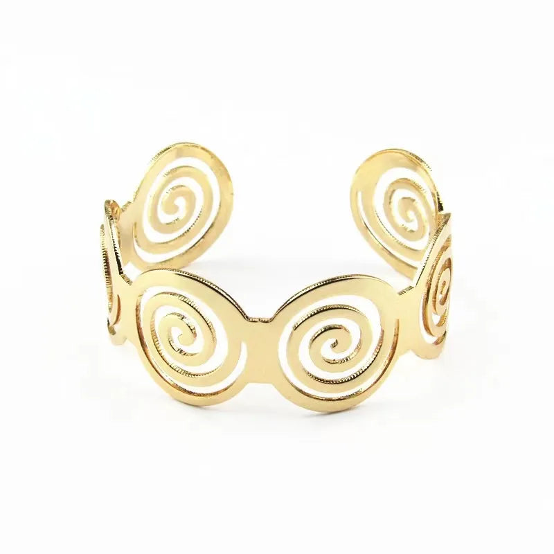 Boho Wide Line Cuff Open Bracelet - New, Punk, Cool Psycho Shiny Ring Bracelet