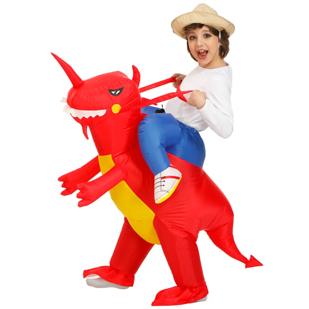 Kids T-Rex Dinosaur Inflatable Costume Child Anime Purim Halloween Christmas Party Cosplay Costumes Dress Suit for Boys Girls