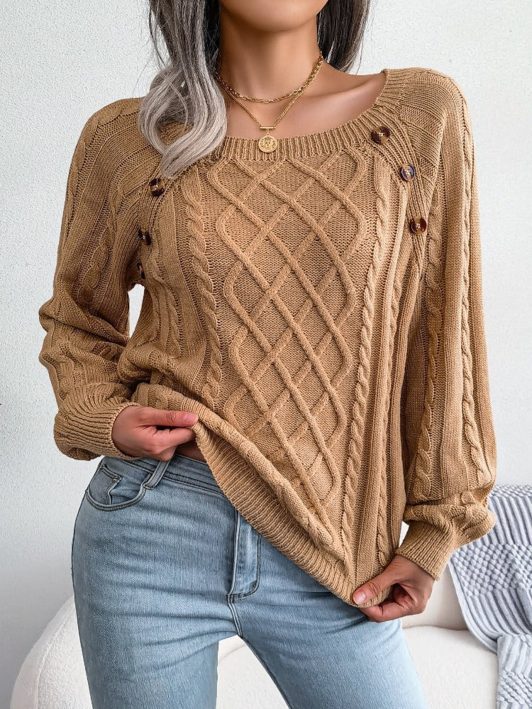 Casual Square Collar Knitted Pullovers and Sweaters for Women