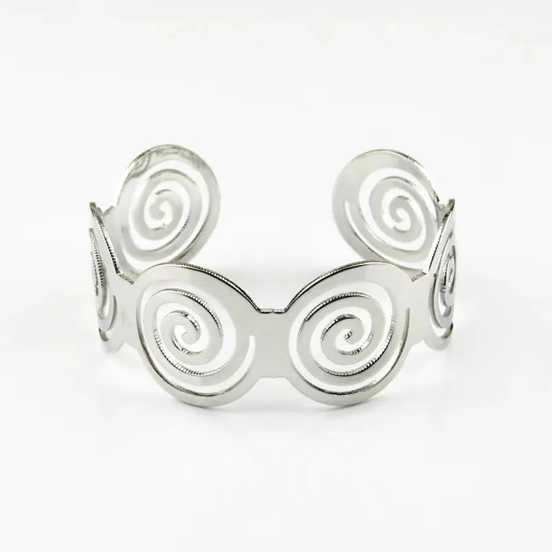 Boho Wide Line Cuff Open Bracelet - New, Punk, Cool Psycho Shiny Ring Bracelet