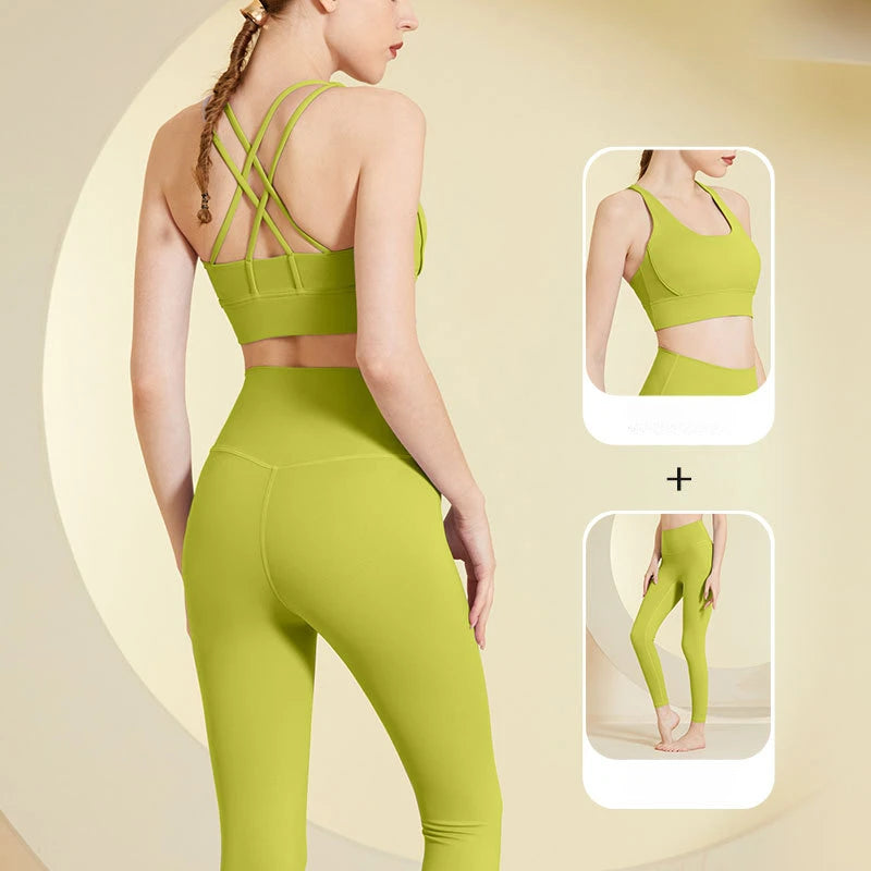 2Pcs Seamless activewear Yoga Set Gym Fitness Clothing Women Suits Sports Bra Crop Top Workout Leggings Sportswear Female