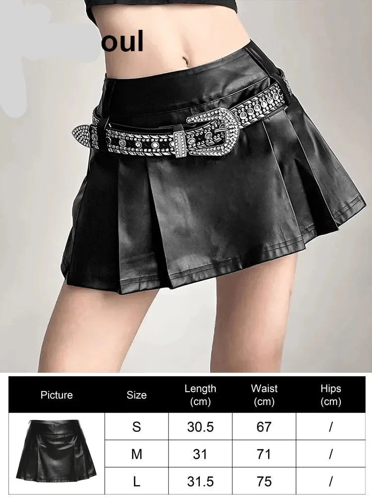 Black High Waist Women Skirt 2023 New Y2k Style Harajuku Punk Goth Dark Grunge Streetwear Female Clothe