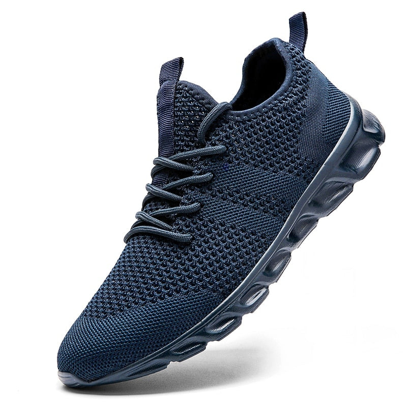 Mesh White Sneakers, Black Running Shoes - Athletic Tennis Shoes for Outdoor Jogging