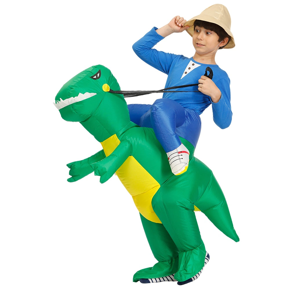 Kids T-Rex Dinosaur Inflatable Costume Child Anime Purim Halloween Christmas Party Cosplay Costumes Dress Suit for Boys Girls
