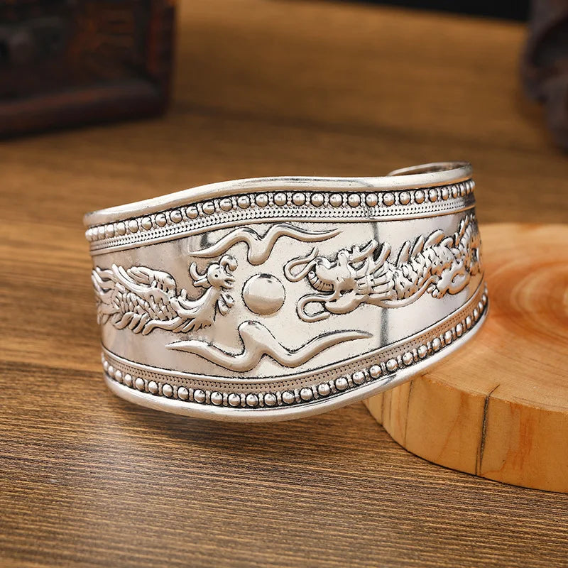 Boho Wide Line Cuff Open Bracelet - New, Punk, Cool Psycho Shiny Ring Bracelet