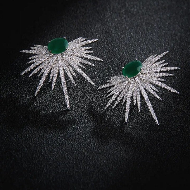 Luxury Trendy Marquise Flower Full Mirco Paved Crystal Zircon Naija Wedding Drop Earring