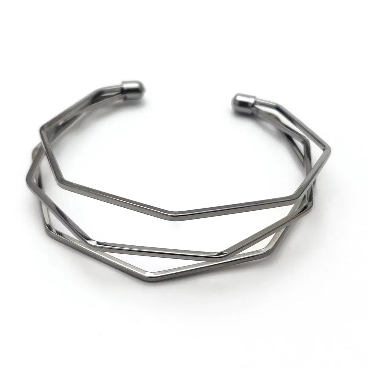 Boho Wide Line Cuff Open Bracelet - New, Punk, Cool Psycho Shiny Ring Bracelet