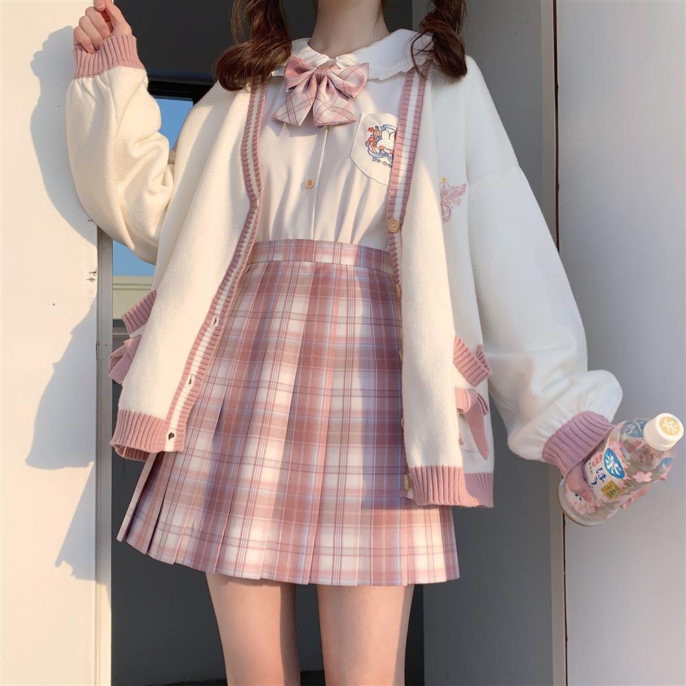 Japanese Style Sweet Knitted Cardigans Embroidery Oversize Harajuku Female Cardigans Cute Loose Women's Sweater for Autumn and Winter