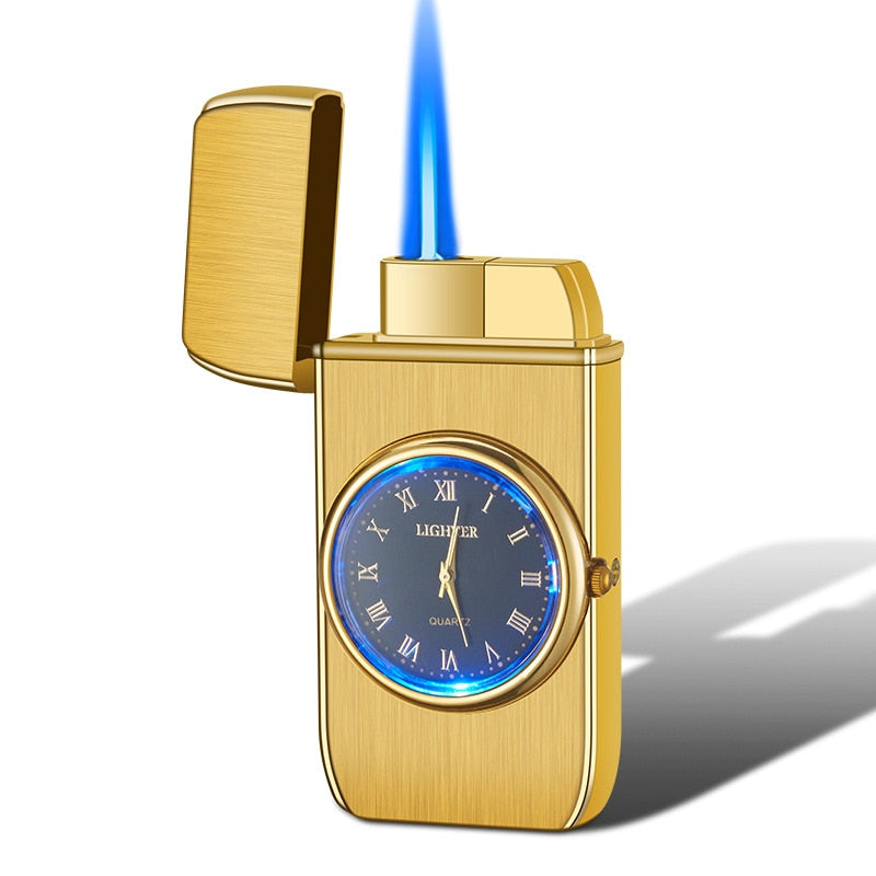 Windproof Butane Gas Lighters Turbo Lighters Unusual Lighters Metal Watch Lighters Men's Gadget Gift Cigarette Cigar Lighters
