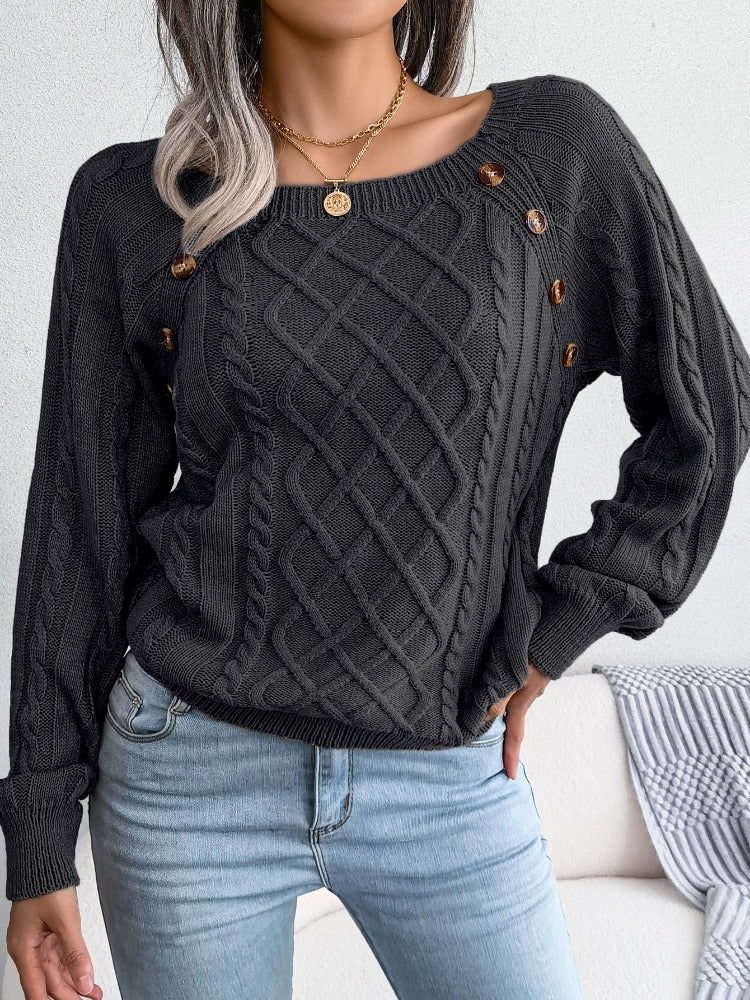 Casual Square Collar Knitted Pullovers and Sweaters for Women