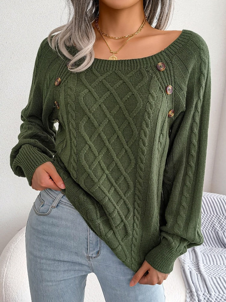 Casual Square Collar Knitted Pullovers and Sweaters for Women