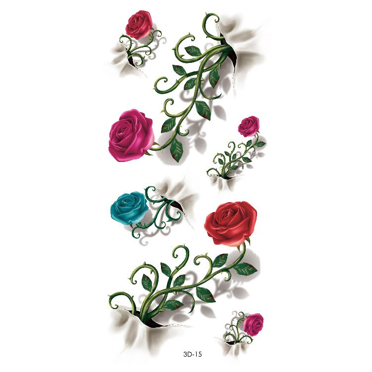 Waterproof Temporary Tattoo Sticker Butterfly Flower Rose 3D Scorpion Halloween Spider Body Art Arm Fake Tattoo Women