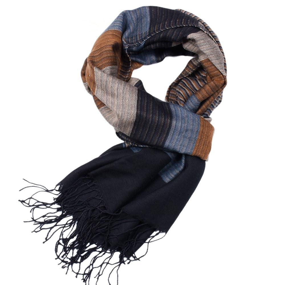 SHOWERSMILE Men Scarf Striped Tassel Winter Scarf for Men Designer Brand Acrylic Men's Scarves 180cm*52cm