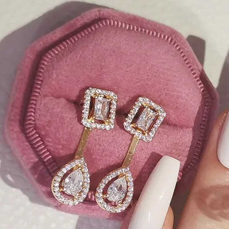 Luxury Trendy Marquise Flower Full Mirco Paved Crystal Zircon Naija Wedding Drop Earring