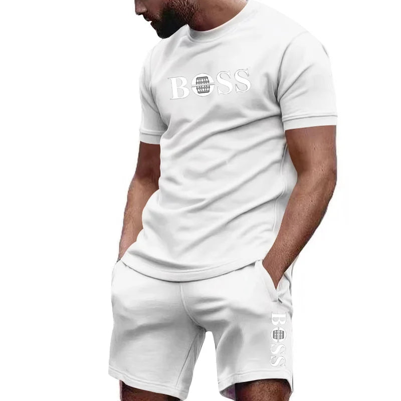 2024 Summer Men's Two-Piece Sportswear: Hot Selling Short-Sleeved T-Shirt and Pants Set for Running and Fitness