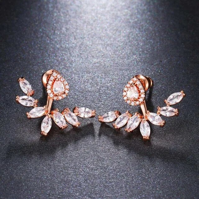 Luxury Trendy Marquise Flower Full Mirco Paved Crystal Zircon Naija Wedding Drop Earring