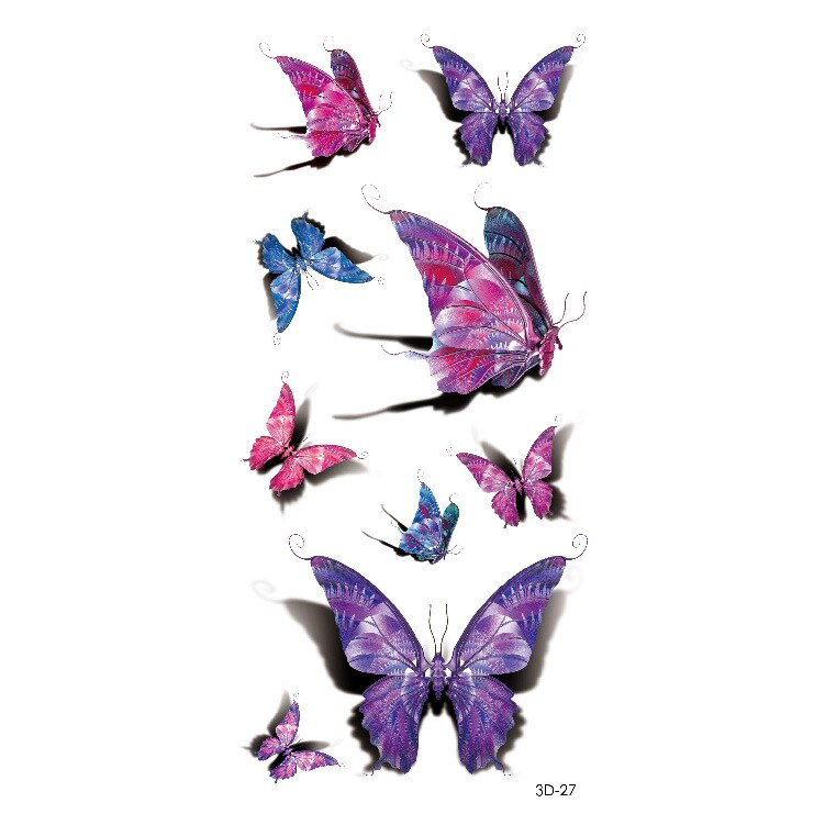 Waterproof Temporary Tattoo Sticker Butterfly Flower Rose 3D Scorpion Halloween Spider Body Art Arm Fake Tattoo Women