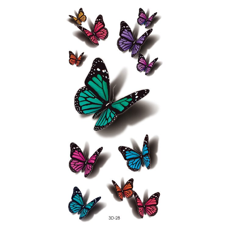 Waterproof Temporary Tattoo Sticker Butterfly Flower Rose 3D Scorpion Halloween Spider Body Art Arm Fake Tattoo Women