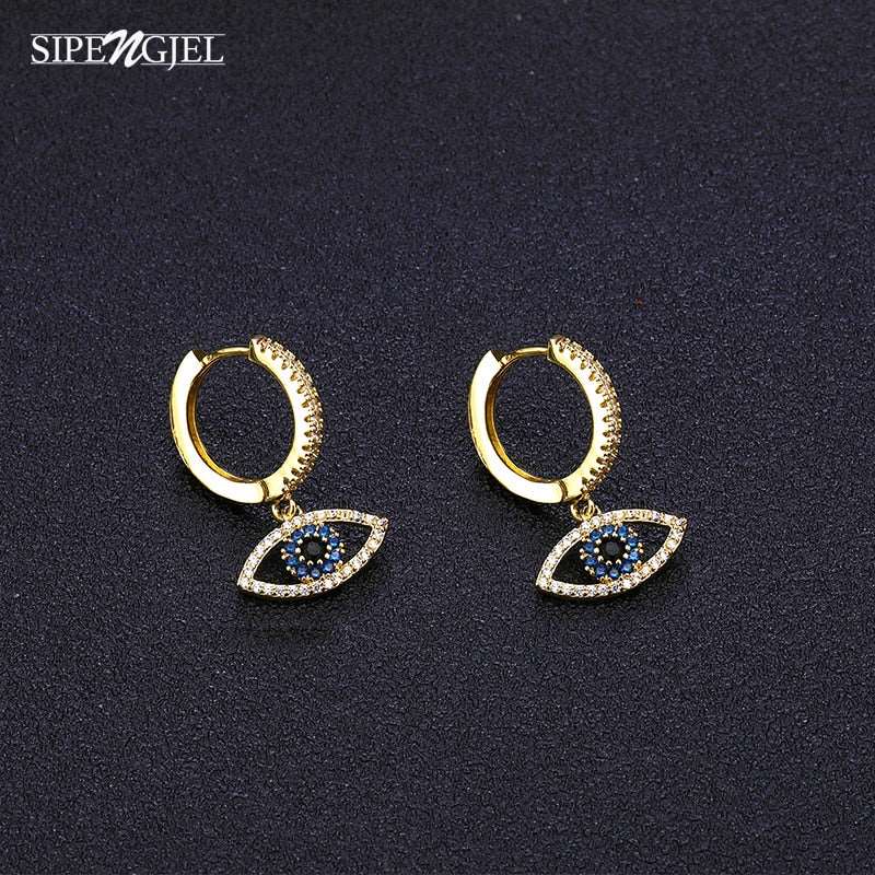 Blue Crystal Turkey Evil Eye Bohemian Earrings