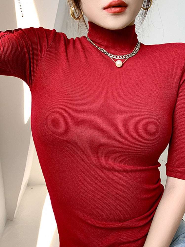 Best Basic Cotton T-Shirt for Women | Slim Fit, Turtleneck, Short Sleeve | Casual, Elastic, White Tee Shirt