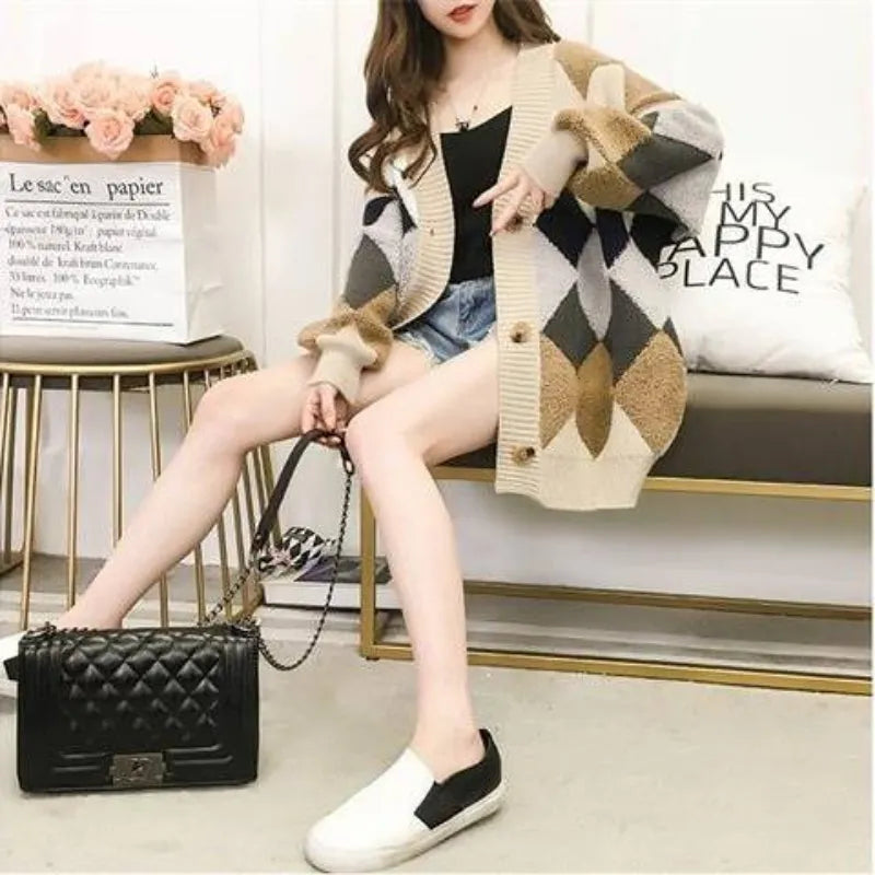 Sweater Women Cardigan Loose Autumn and Winter Korean 2024 New Style Outerwear Knitted Jacket