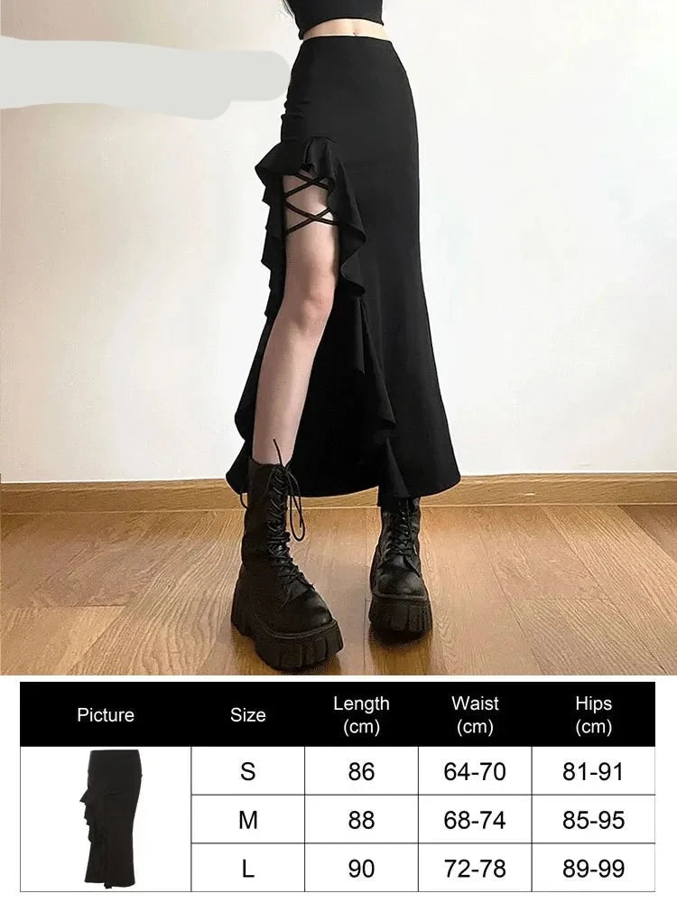 Gothic Mini Skirts Black High Waist Women Skirt 2023 New Y2k Style Harajuku Punk Goth Dark Grunge Streetwear Female Clothes
