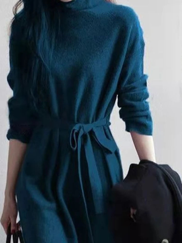 Women Office Dresses Robe Clothing Purple Female Dress Turtleneck Knit Green Evening Maxi Long Crochet Y2k Vintage Y 2k Designs Thick Exclusive Collection