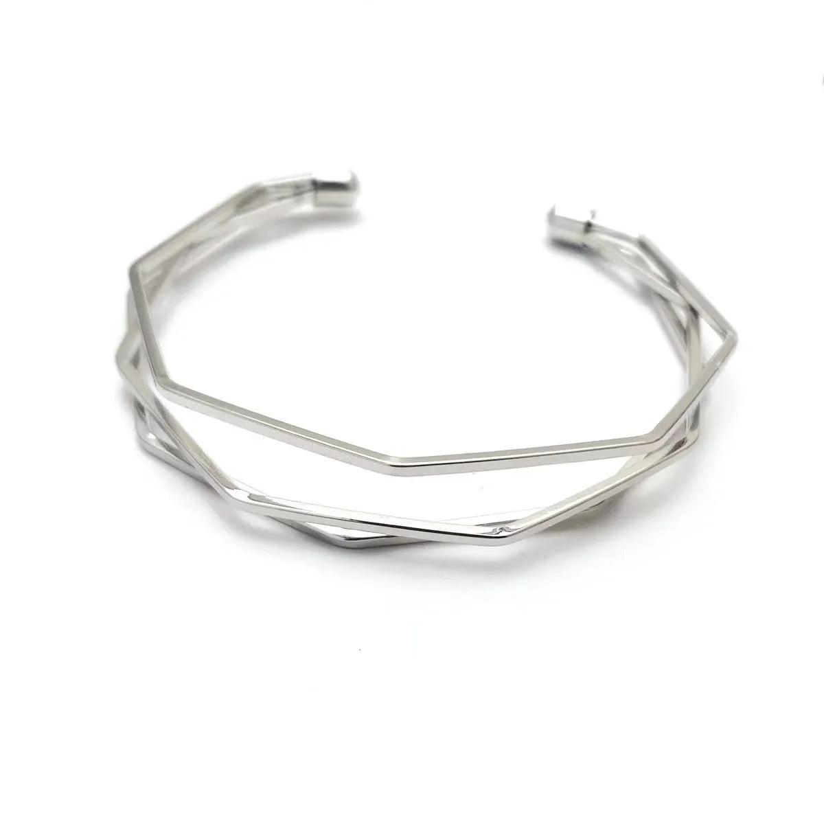 Boho Wide Line Cuff Open Bracelet - New, Punk, Cool Psycho Shiny Ring Bracelet