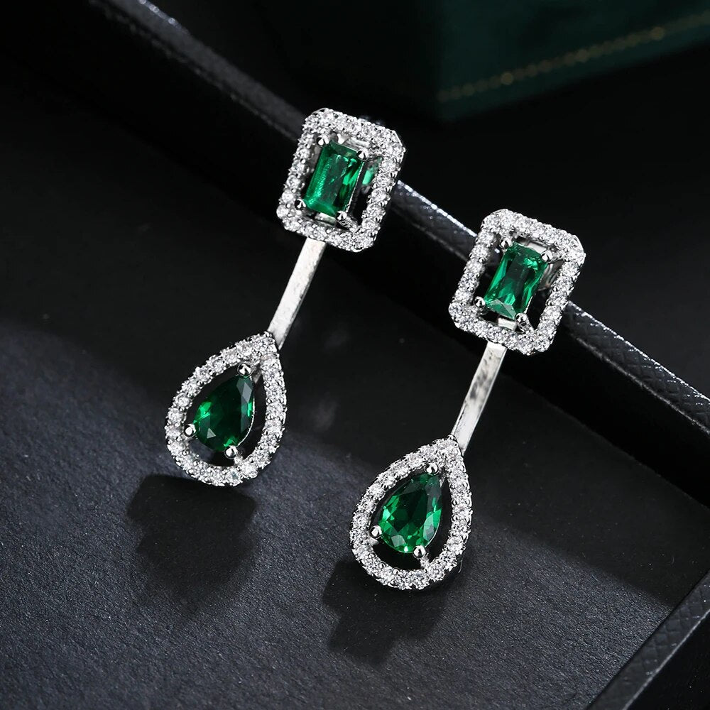 Luxury Trendy Marquise Flower Full Mirco Paved Crystal Zircon Naija Wedding Drop Earring