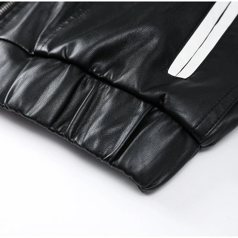 New Bow Y2k Motorcycle PU Leather Jacket Fashion Women Zipper Polo-neck Sweet Cool Coat 2024 Autumn Vintage Street Oversize Top
