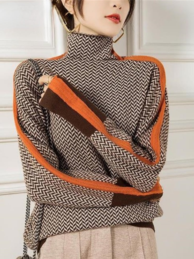 Fashion Korean Knitted Sweaters for Women - Pullover Sweater, Female Turtleneck Knitwear Tops, and Knit Jumpers for Women
