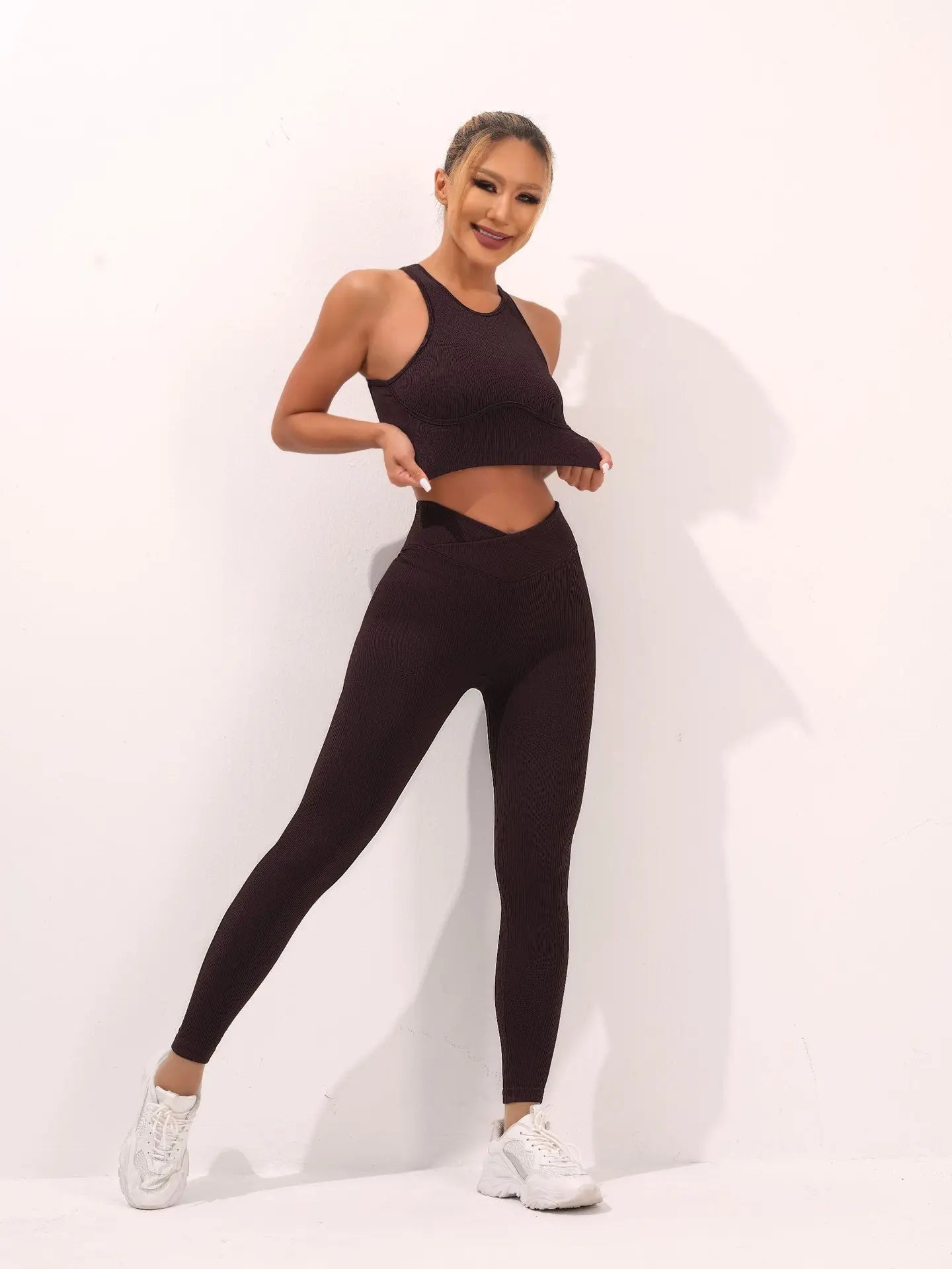 Seamless Thread Yoga Suit activewear Backless Cross Over Bra Sports Vest High Waist Butt Lift Cross Over Shorts Leggings Jumpsuit for Women
