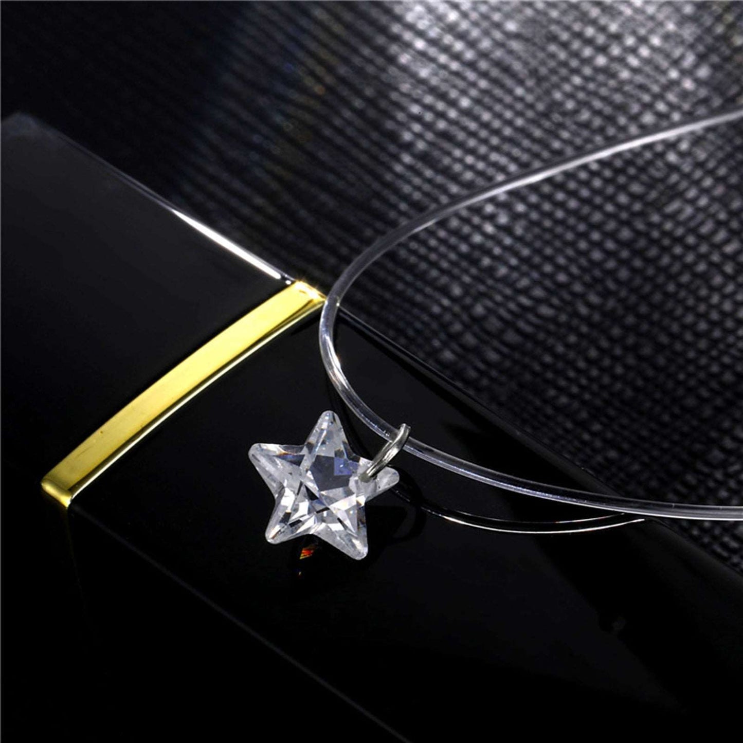 Invisible Transparent Fishing Line Choker Necklace For Women with Rhinestone Pendant - Zircon Transparent Chain Birthday Gift by Urbntrend