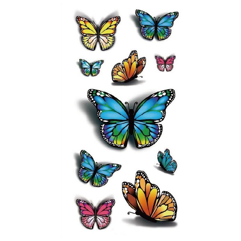 Waterproof Temporary Tattoo Sticker Butterfly Flower Rose 3D Scorpion Halloween Spider Body Art Arm Fake Tattoo Women