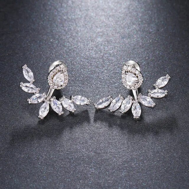 Luxury Trendy Marquise Flower Full Mirco Paved Crystal Zircon Naija Wedding Drop Earring