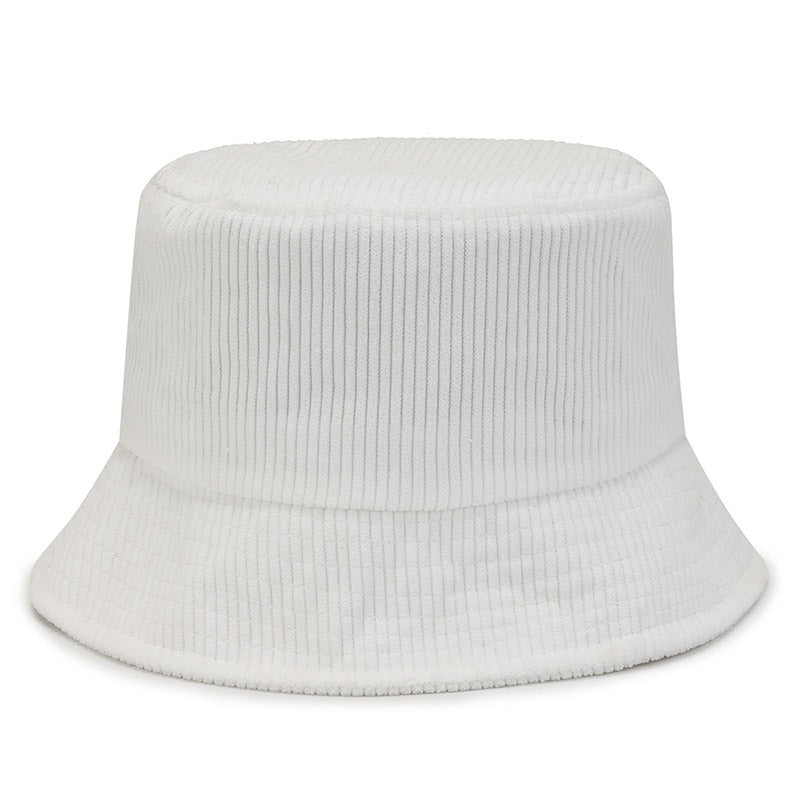 Unisex Smiley Embroidery Bucket Hat | Cotton Corduroy | Hip Hop Style | Sun Cap