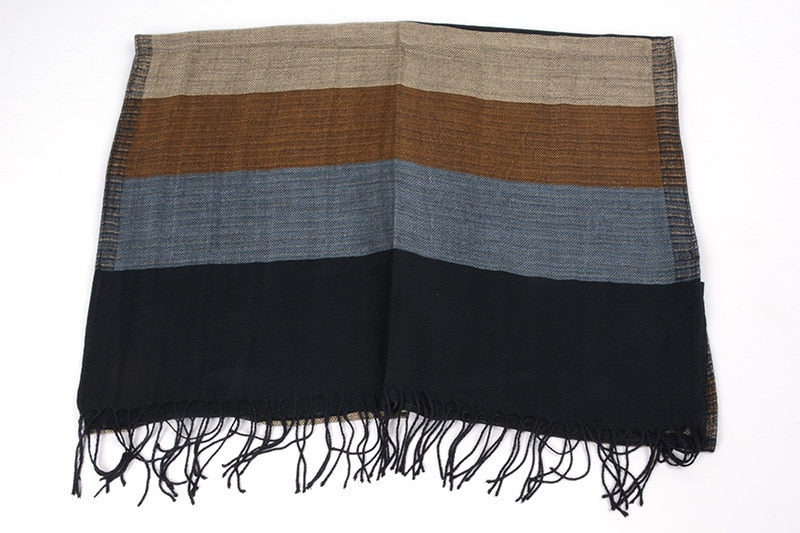 SHOWERSMILE Men Scarf Striped Tassel Winter Scarf for Men Designer Brand Acrylic Men's Scarves 180cm*52cm