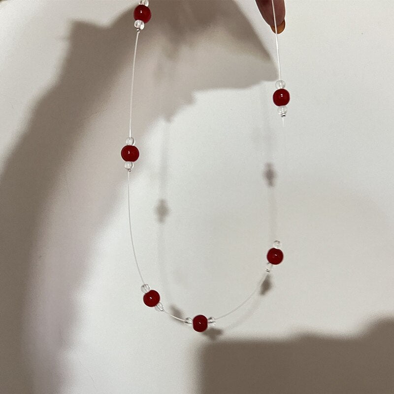 Mermaid's Tears Necklace Ocean Sea Invisible Transparent chain Fishing Line Short Chain Beach Pendants Transparent Necklaces