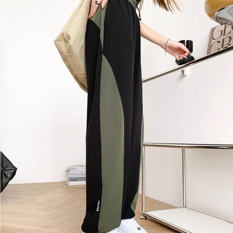 Harajuku Hip Hop Woman Clothing Sweatpants High Waist Drawstring Contrast Color Streetwear Fashion Loose Sports Casual Trousers