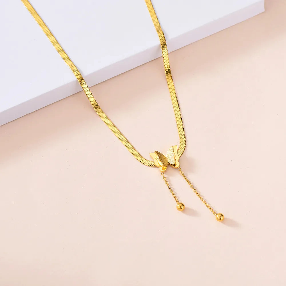 Embrace Aesthetic Elegance with Vintage Butterfly Necklace Golden Stainless Steel Blade Snake Chains a Charming Choker for Women's Jewelry Gifts