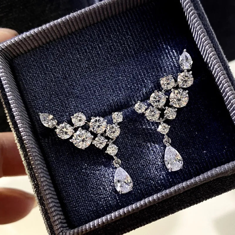 Luxury Trendy Marquise Flower Full Mirco Paved Crystal Zircon Naija Wedding Drop Earring